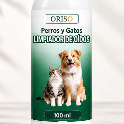 Frasco Oriso limpiador de oídos para perro y gato - etiqueta